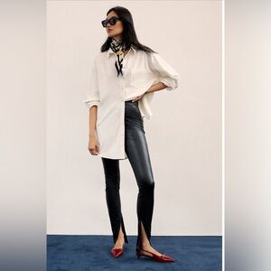 Avec Les Filles High Waisted Faux Leather Slit Leggings